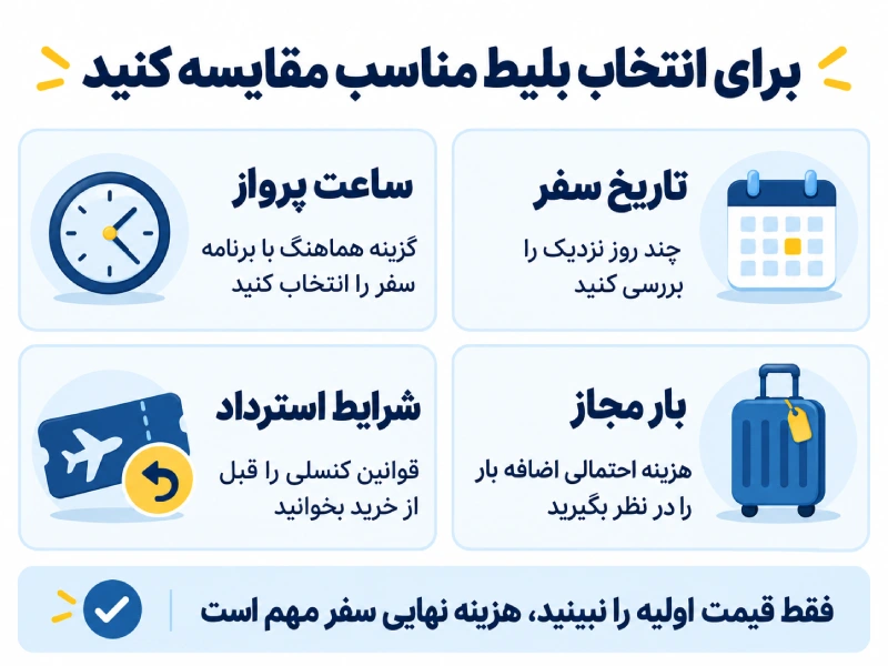 تصویری از راهنمایی مقایسه بلیط